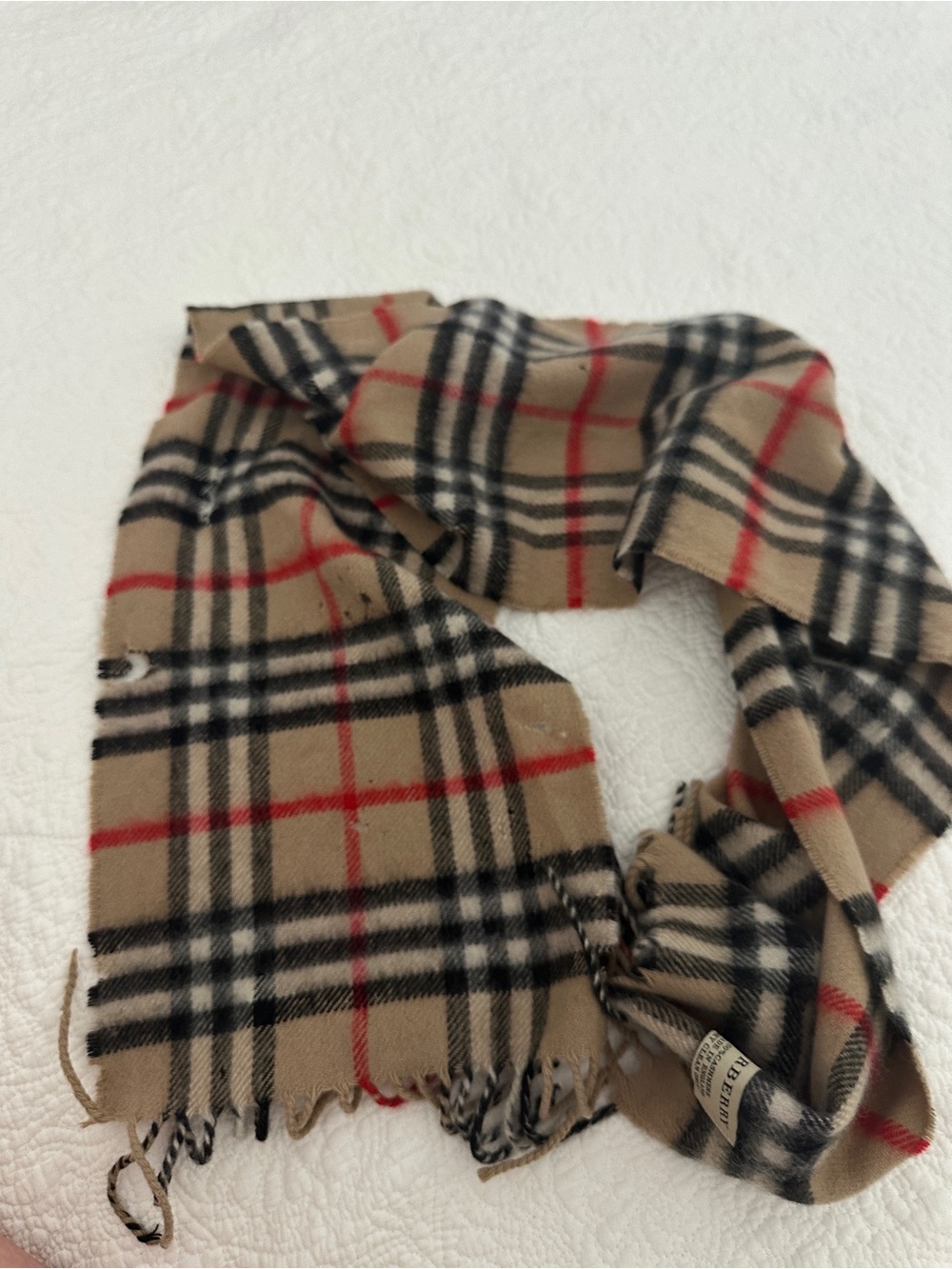 Burberry Nova Tan Plaid Cashmere Scarf 8”x50” - Picture 6 of 12
